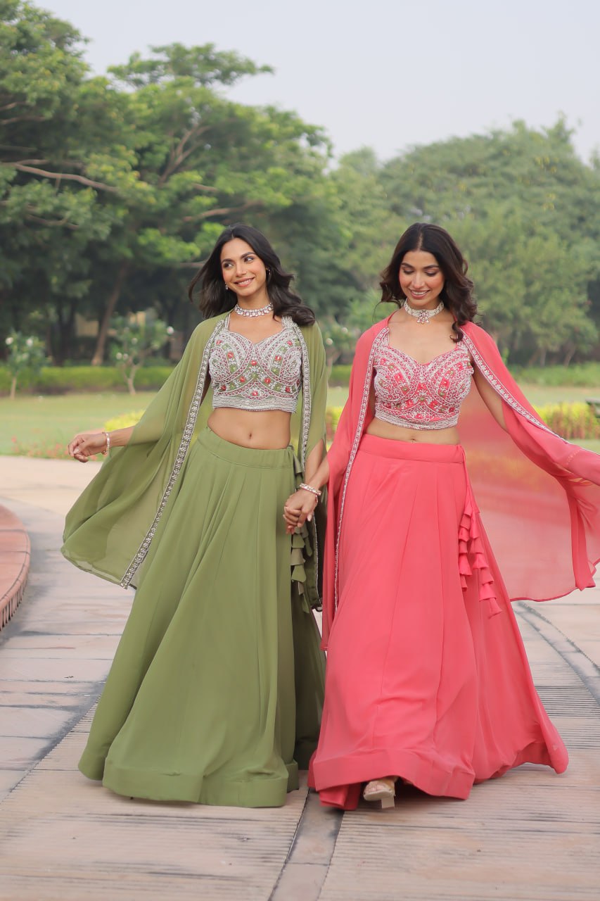 Premium Ready-to-Wear Lehenga Choli Set with Stylish Shrug Jacket
