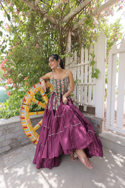 RangBhoomi Navratri Kora Cotton Lehenga Set — Full-Stitched Festive Ensemble