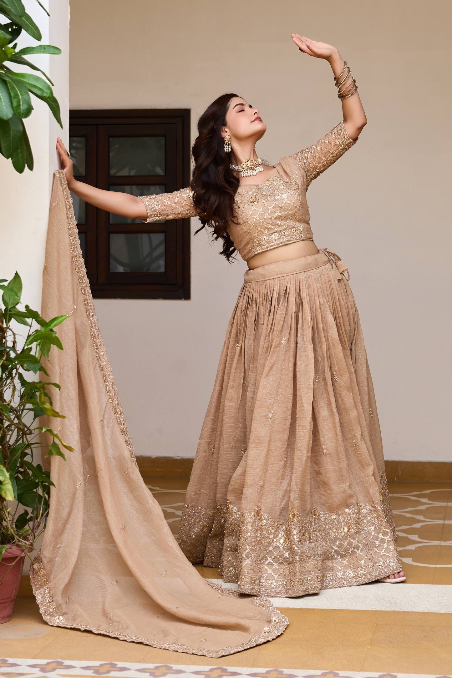 RangBhoomi Real Modeling Wedding Lehenga Choli with Heavy Embroidery and Pure Crunchy Fabric