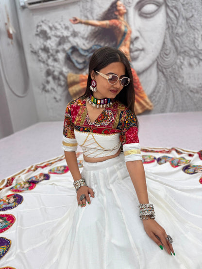 Pure Cotton 6-Meter Flair Lehenga Choli — Navratri Special, Fully Stitched with Cups