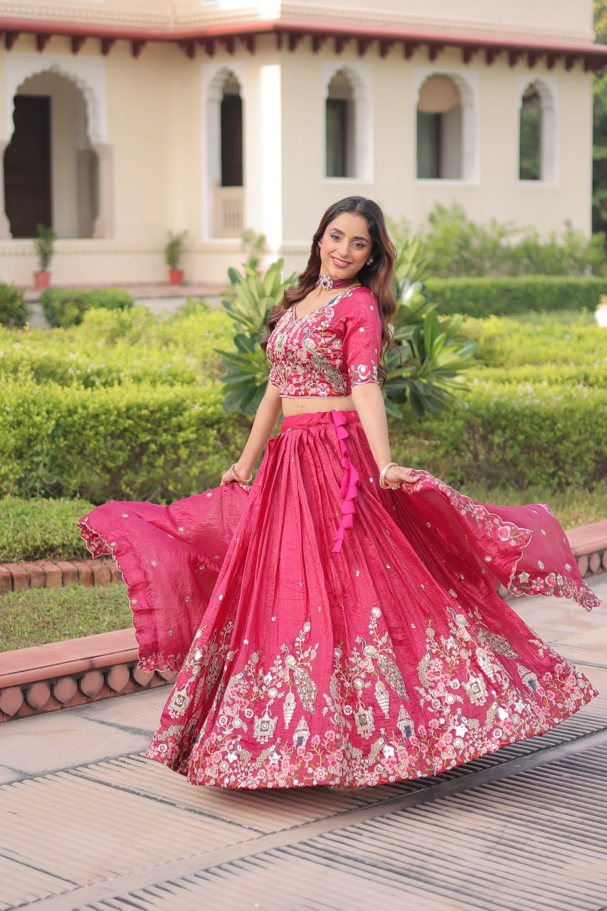 RangBhoomi Premium Designer Sequined Embroidered Lehenga Choli and Dupatta Set