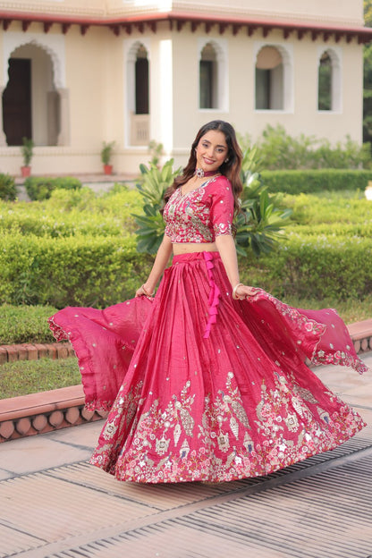 RangBhoomi Premium Designer Sequined Embroidered Lehenga Choli and Dupatta Set