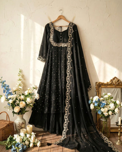 Elegant Skirt and Cape Ensemble for Modern and Traditional Fashion