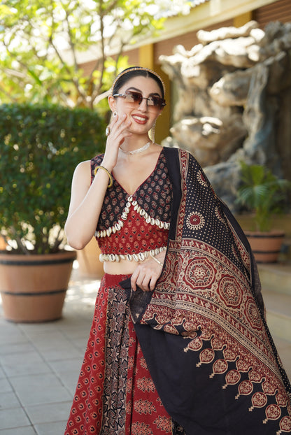 RB Ajrakh 2.0 Pure Cotton Handblock Lehenga Choli Set