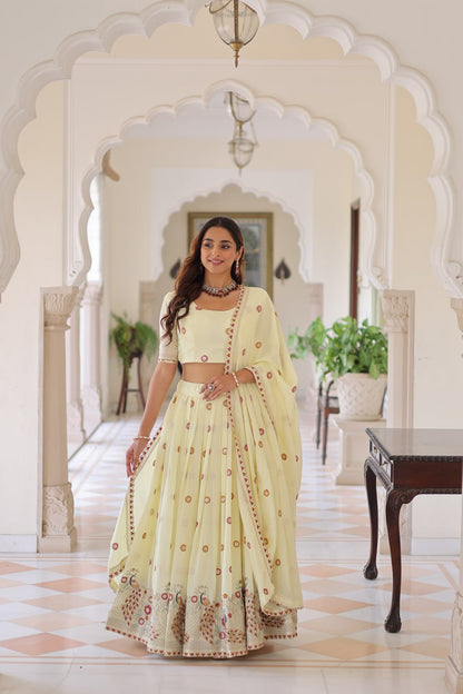Elegant Vichitra Silk Lehenga Choli Set with Multi-Thread Embroidery and Sequined Dupatta