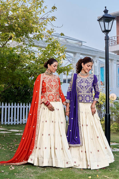 RangBhoomi Elegant Festival Lehenga Choli Set with Heavy Embroidery & Pure Silk Fabric