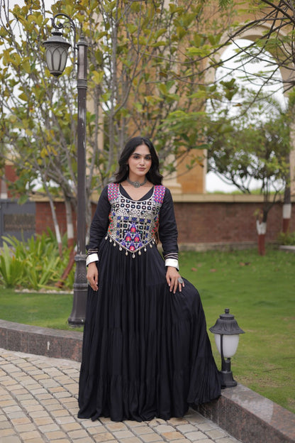 Navratri Gown Collection 2026 — Elegant Reyon Gown with Embellished Blouse by RangBhoomi