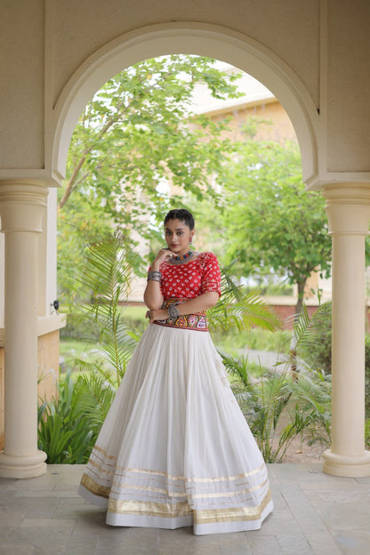 RangBhoomi Navratri Festive Lehenga Set - Cora Cotton & Bandhej Embroidered Blouse