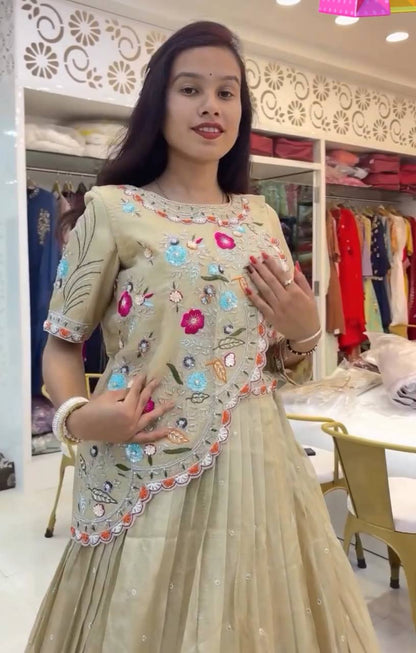 Rangbhoomi Festive Embroidered Crop Top with Lehenga, Jacket & Dupatta