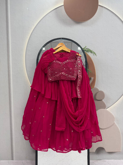 RangBhoomi Rakhi Special Pure Fox Georgette Lehenga Choli with Attached Dupatta