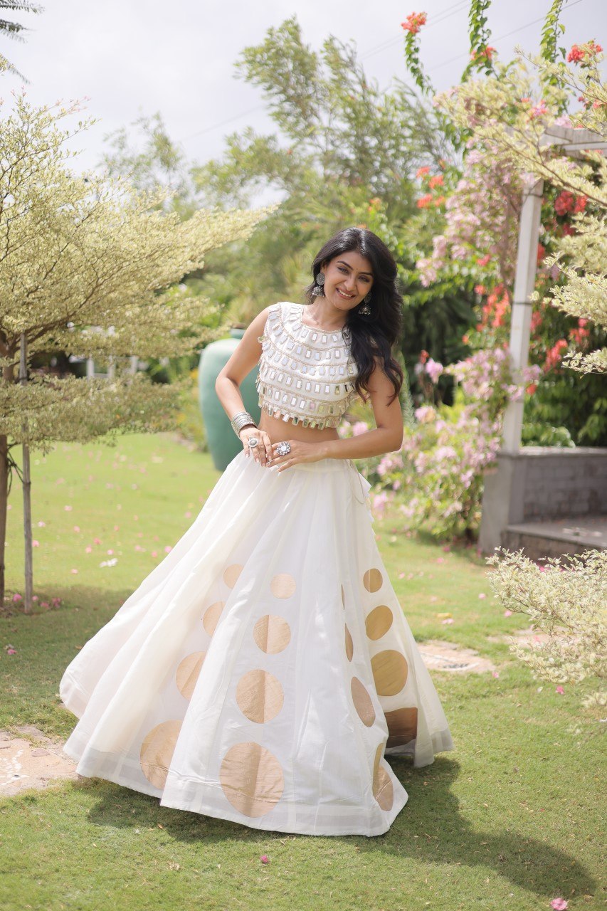 RangBhoomi Navratri Roman-Silk Lehenga Choli Set — Full-Stitched Festive Ensemble
