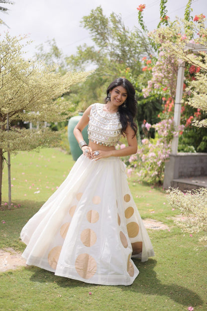 RangBhoomi Navratri Roman-Silk Lehenga Choli Set — Full-Stitched Festive Ensemble