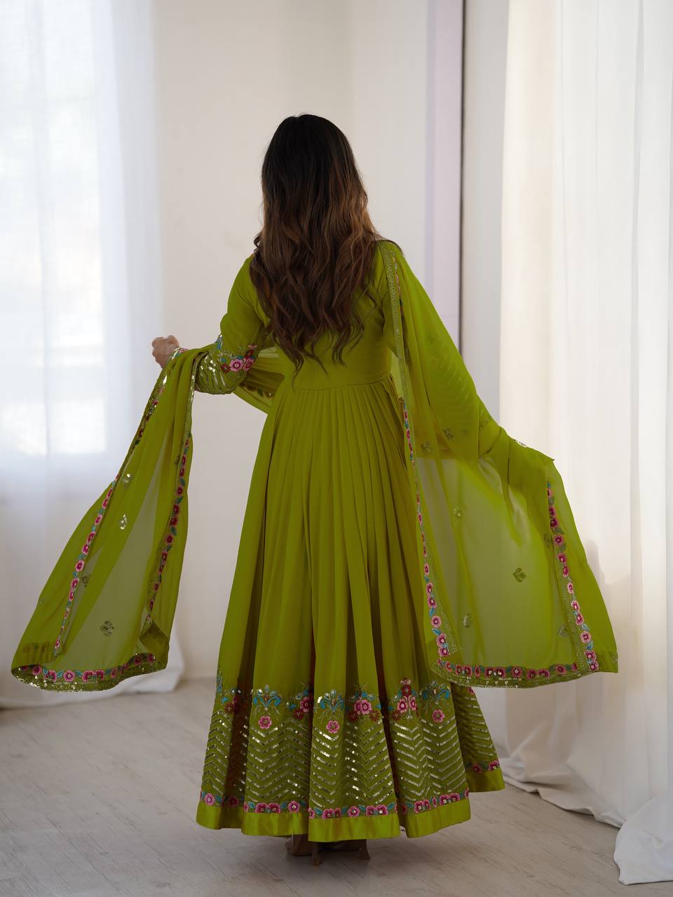 RangBhoomi Heavy Designer Party Gown with Embroidered Dupatta