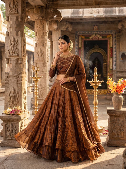 Soft Space Silk Sequined Embroidered Lehenga Choli – Elegant Traditional Festival Wear