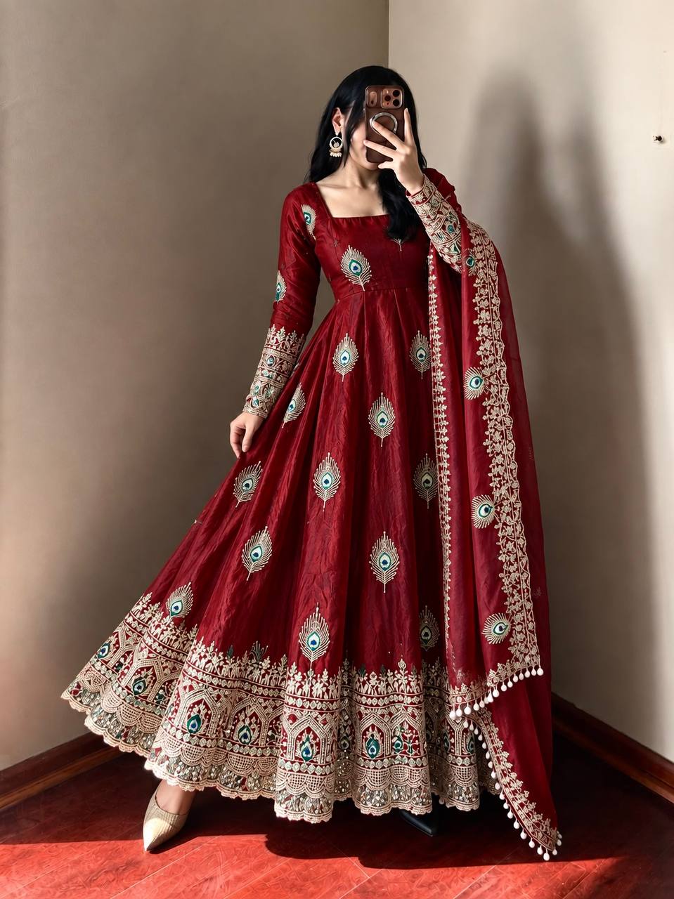 RangBhoomi Fendy Silk Gown with Fully Flair