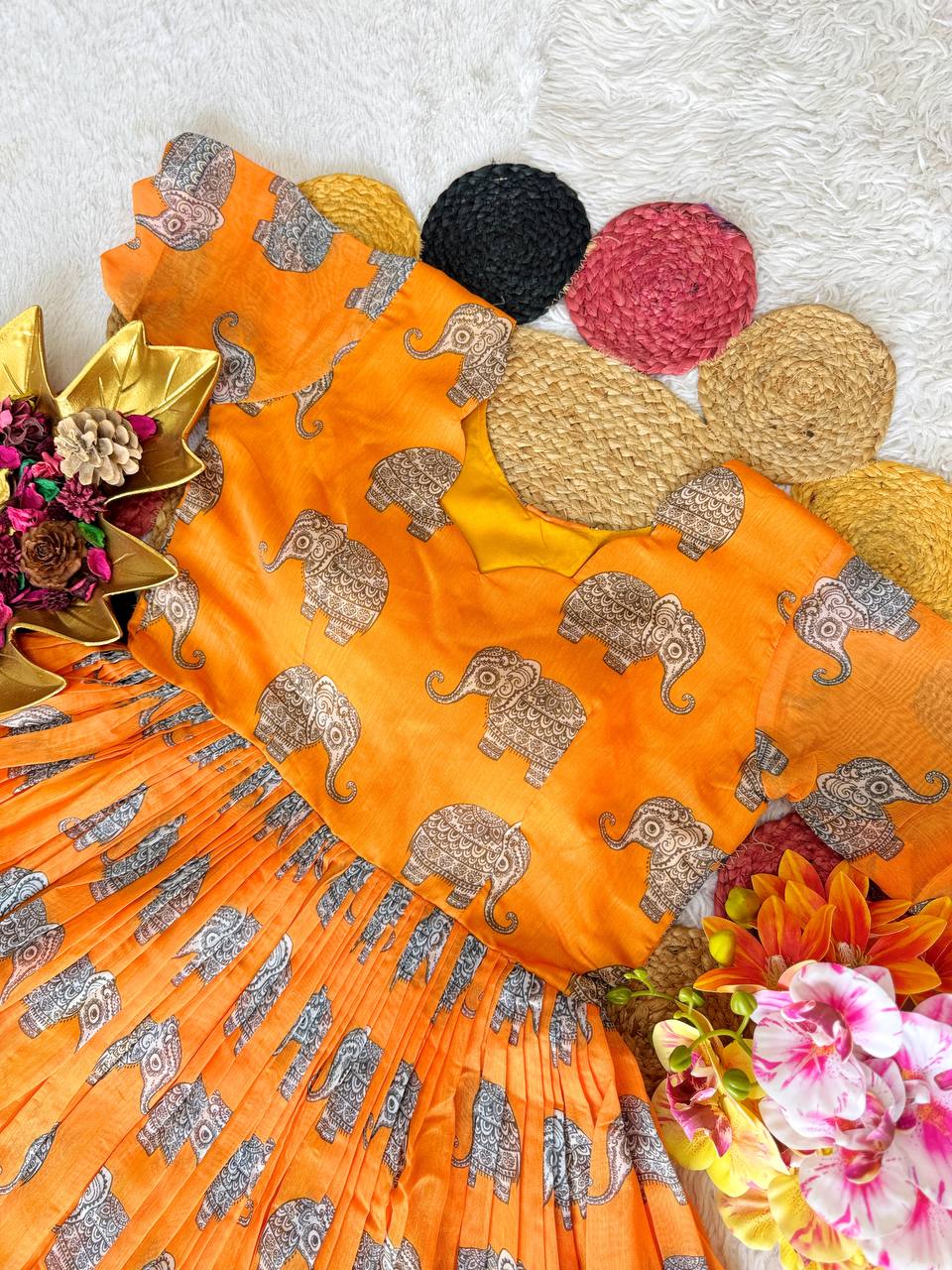 Elegant Summer Special Fully Stitched Kalamkari Midi Gown for Festive Glamour and Sophistication