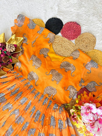 Elegant Summer Special Fully Stitched Kalamkari Midi Gown for Festive Glamour and Sophistication