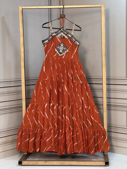 RangBhoomi Laheriya Faux Georgette Gown — Sleeveless 56" Length, 12m Flair (L, Adjustable)