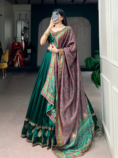 Elegant Vichitra Silk Lehenga Choli Set with Sequins and Thread Embroidery