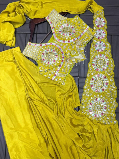 New Super Trending Ready-to-Wear Saree with Stunning Embroidery and Sequence Work Paired with Embroidered Blouse