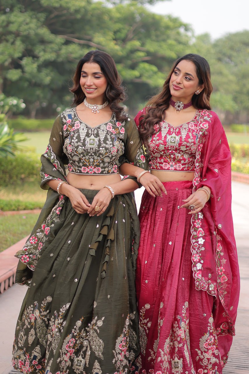 RangBhoomi Premium Designer Sequined Embroidered Lehenga Choli and Dupatta Set