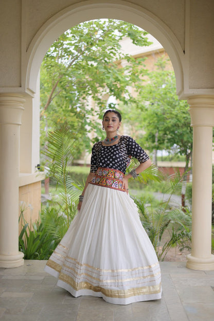 RangBhoomi Navratri Festive Lehenga Set - Cora Cotton & Bandhej Embroidered Blouse