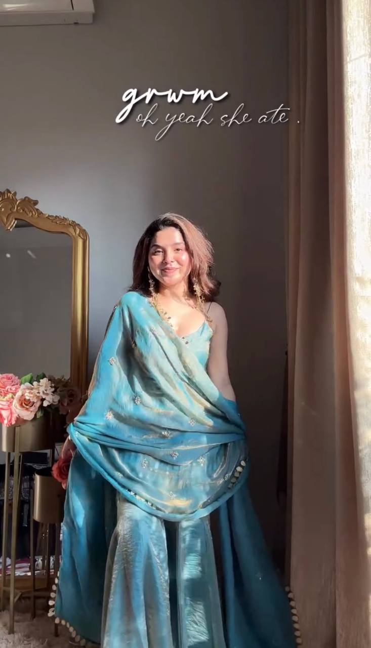 Women's Elegant Ethnic Ensemble with Embroidered Mirror Work - Ready to Wear