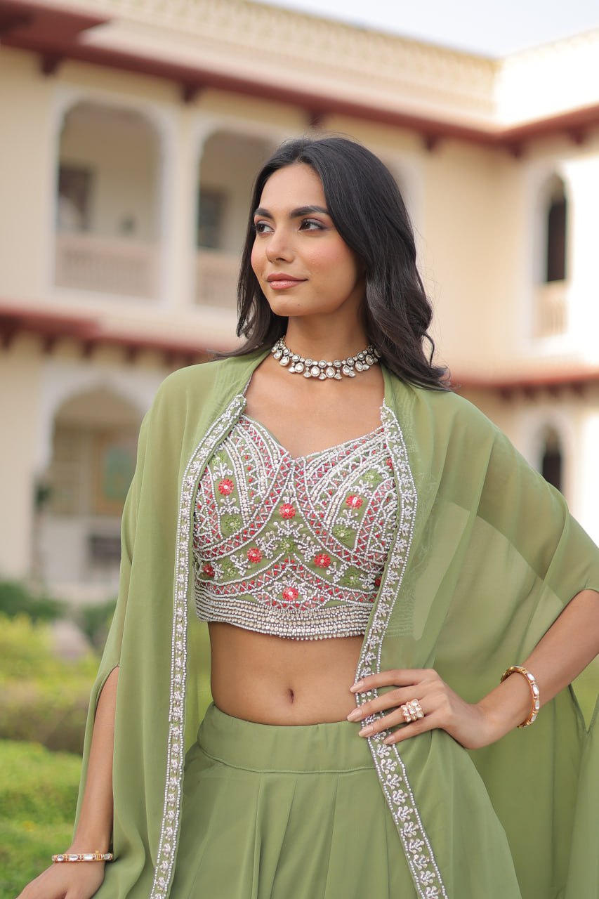 Premium Ready-to-Wear Lehenga Choli Set with Stylish Shrug Jacket