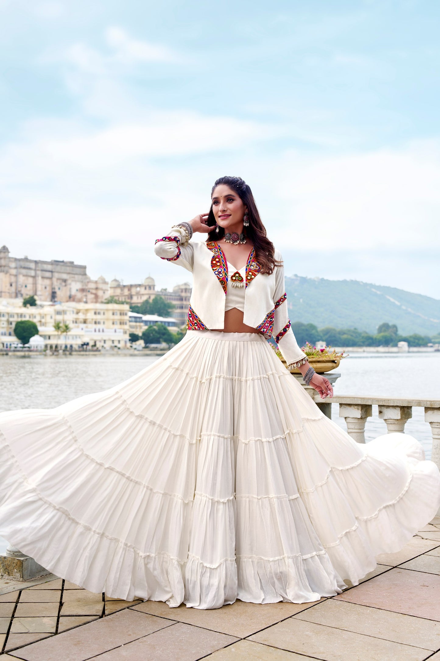 RangBhoomi Navratri Collection 2026: Elegant Rajudi Ethnic Lehenga with Mirror and Gamthi Embroidery