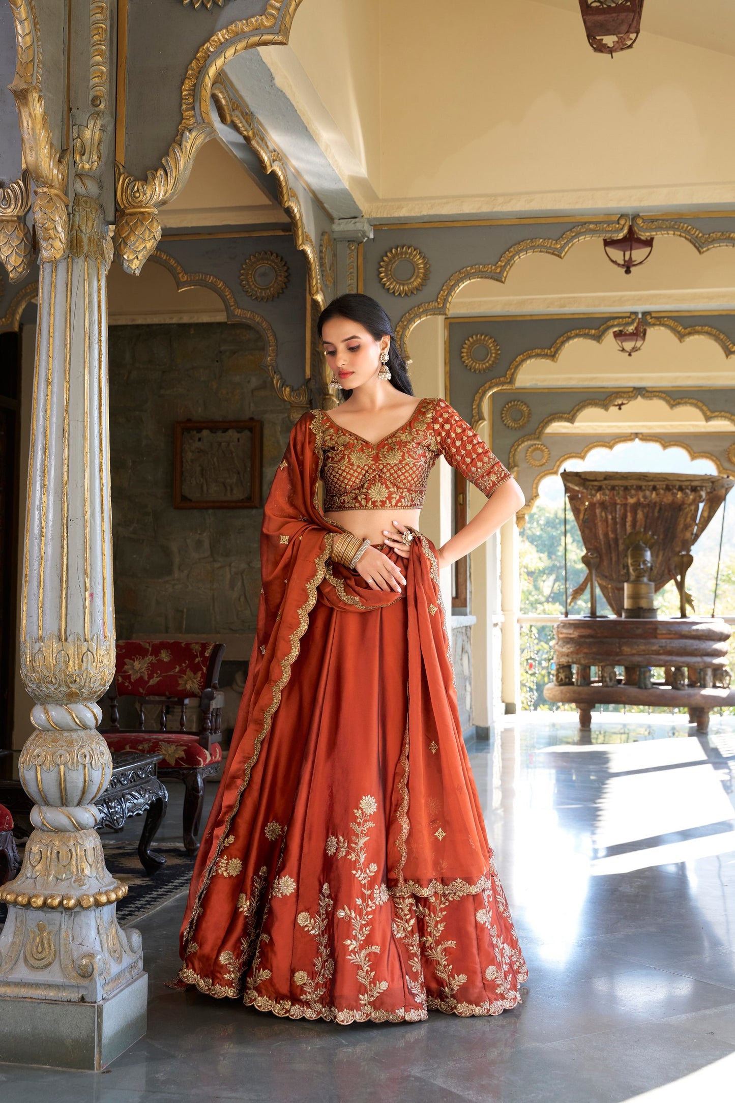 RangBhoomi Elegant Festive Lehenga Set with Rangoli Silk, Sequins, and Thread Embroidery
