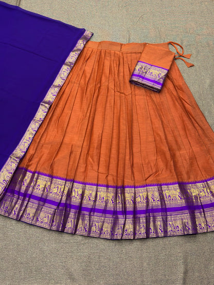 Exquisite South Indian Kanjivaram Silk Lehenga Ensemble with Zari Weaving and Georgette Dupatta