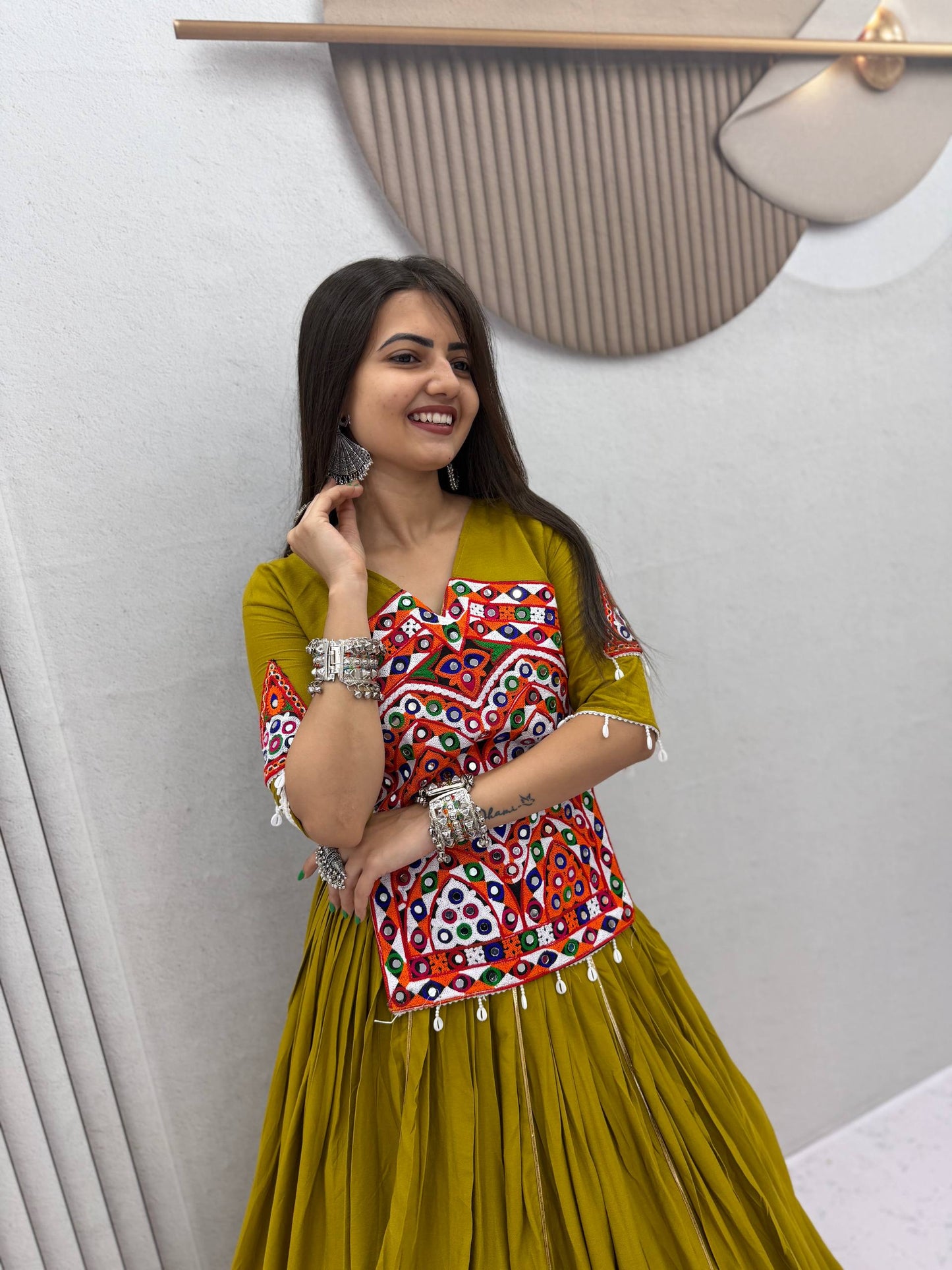 RangBhoomi Navratri Cotton Lehengacholi Set — Kediyu & 6m Flair Lehenga