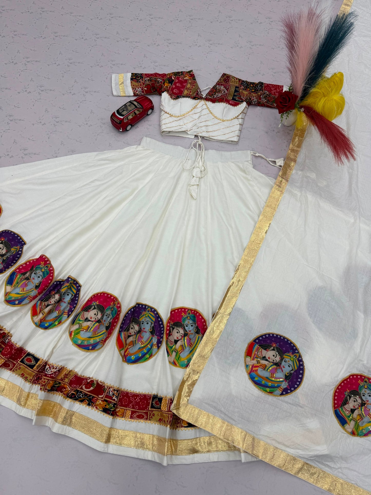 Pure Cotton 6-Meter Flair Lehenga Choli — Navratri Special, Fully Stitched with Cups