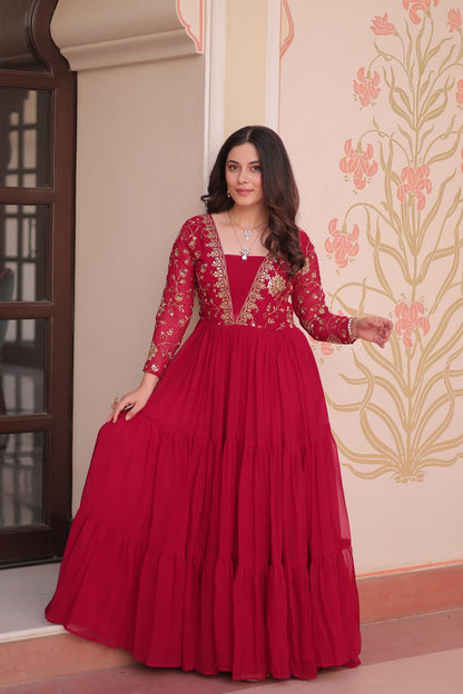 Premium Sequined & Zari Embroidered Gown - Shop Now