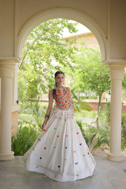 RangBhoomi Navratri Festive Cora Cotton Lehenga Set with Embroidered Blouse