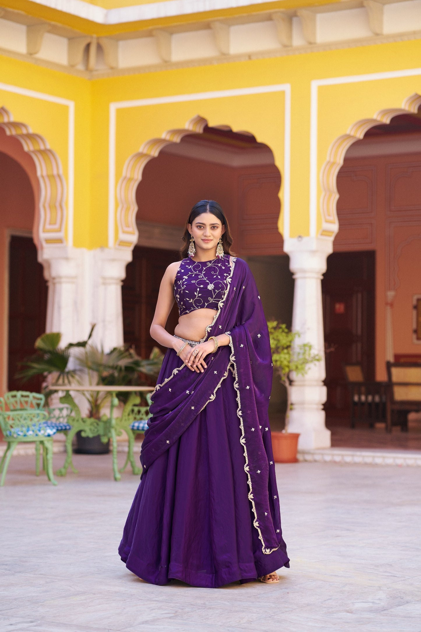 Elegant Timeless Festive Lehenga Set with Sequins and Thread Embroidery