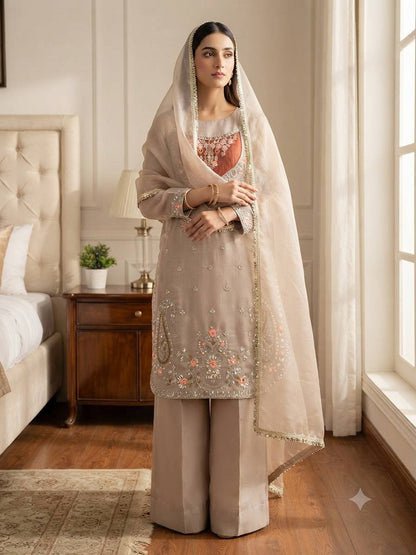 RangBhoomi NC Moss Designer Embroidered Top-Bottom & Dupatta Set — Fully Stitched Ready to Wear
