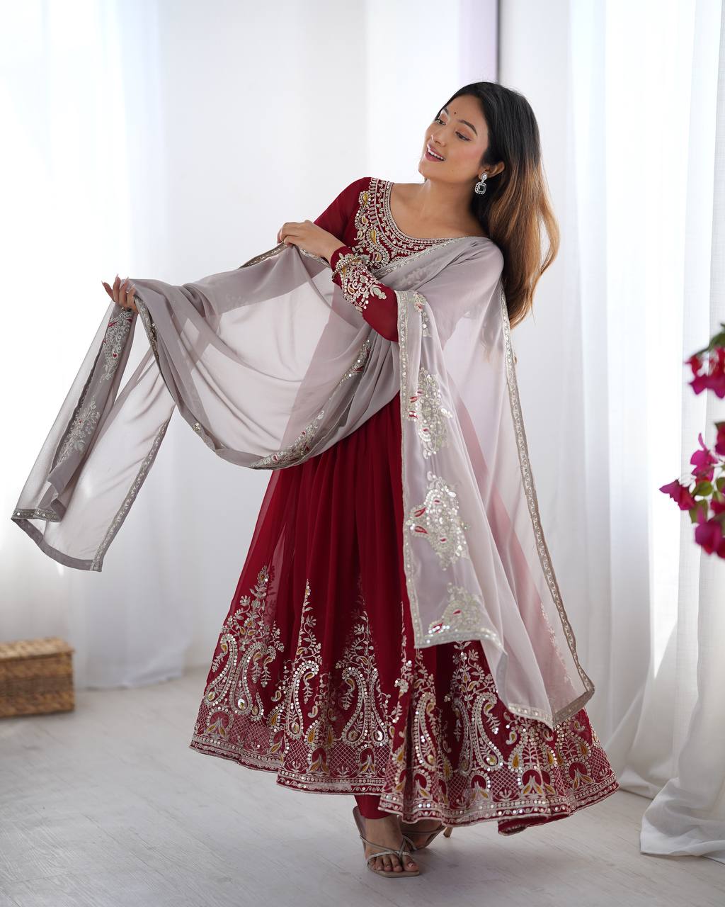 Stun at Every Celebration in This Embroidered Party Gown Set