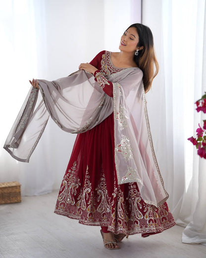 Stun at Every Celebration in This Embroidered Party Gown Set