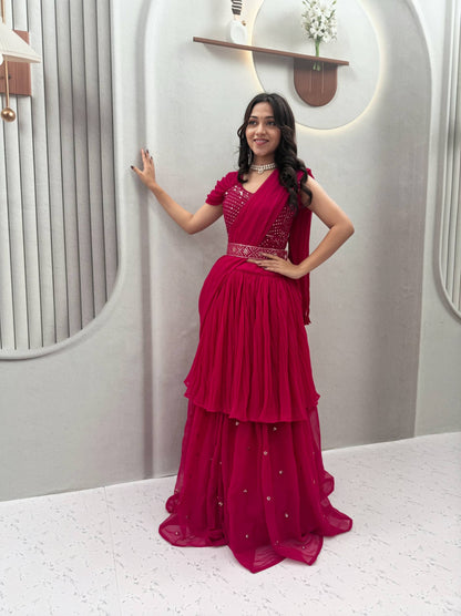 RangBhoomi Rakhi Special Pure Fox Georgette Lehenga Choli with Attached Dupatta