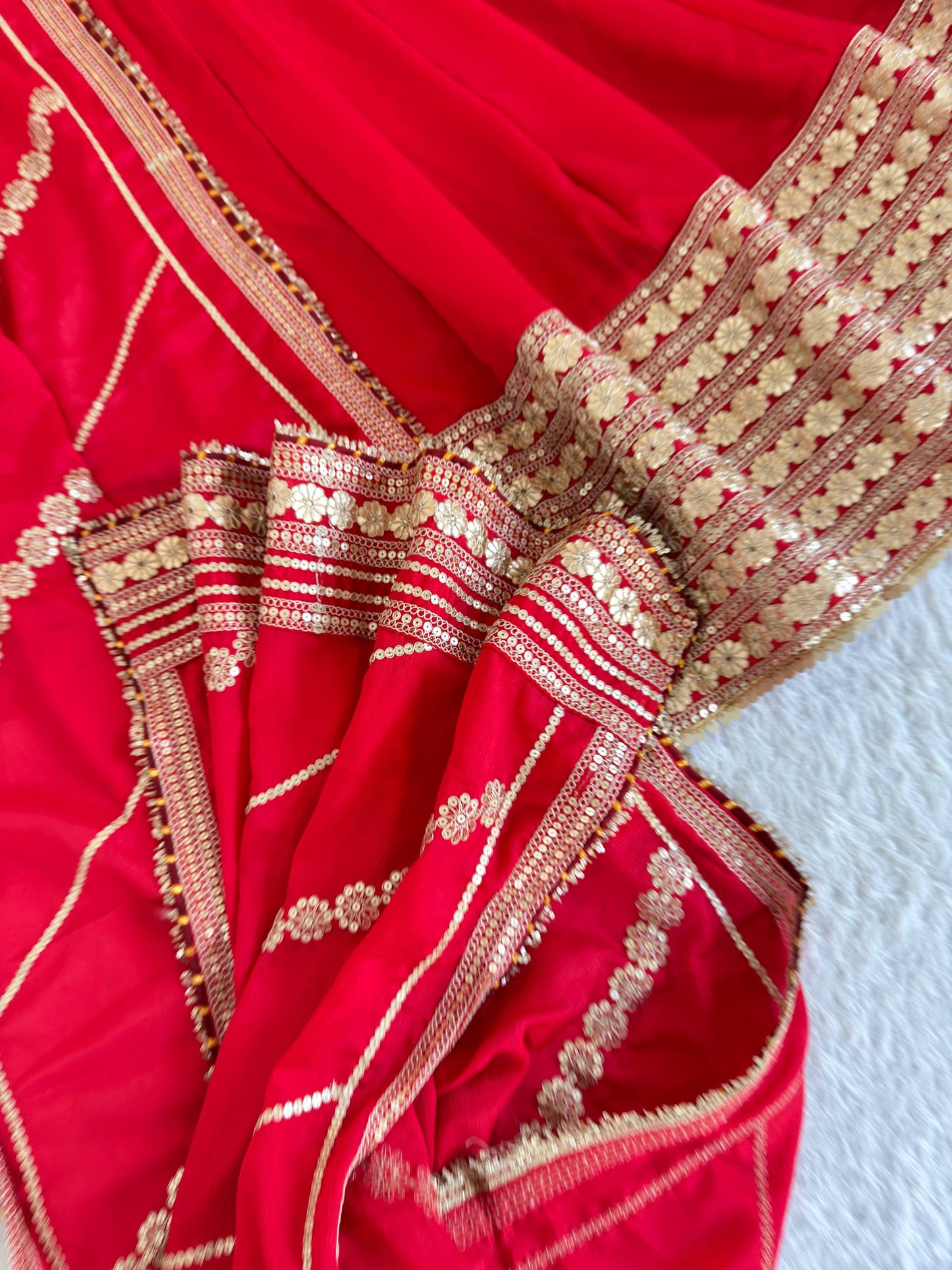 RangBhoomi Premium Chinon Silk Anarkali Gown Set with Heavy Embroidery, 3mm Sequin Sleeve Lace, Crepe Pants, and Sequined Lace Dupatta