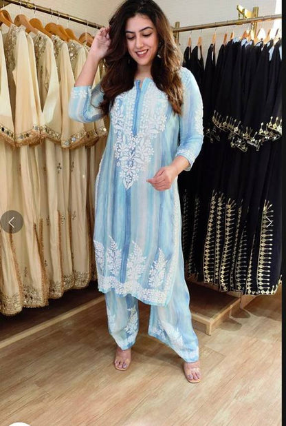 Elevate Your Summer Style with RangBhoomi's Designer Set Featuring Elegant Embroidered Work in Two Unique Prints