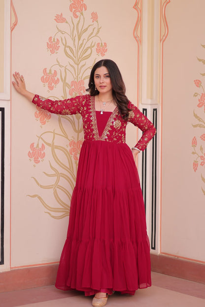 Premium Sequined & Zari Embroidered Gown - Shop Now
