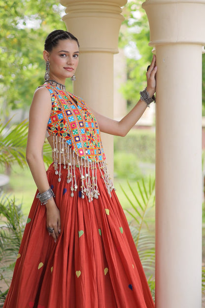 RangBhoomi Navratri Festive Cora Cotton Lehenga Set with Embroidered Blouse