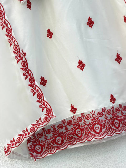 Elegant Women's Ethnic Ensemble with Embroidered Rayon Cotton Top, Farshi Pants, and GMY Silk Dupatta