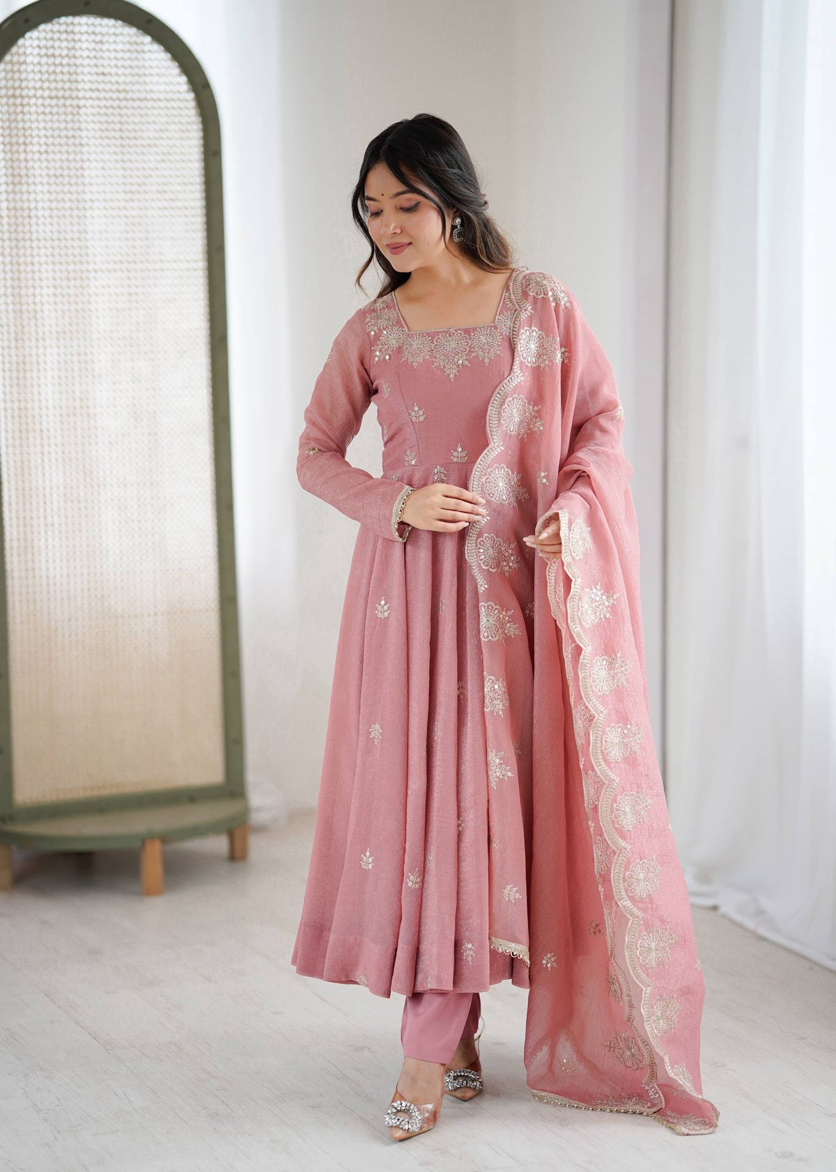 RangBhoomi Elegant Embroidered Sequence Designer Anarkali Three Piece Set