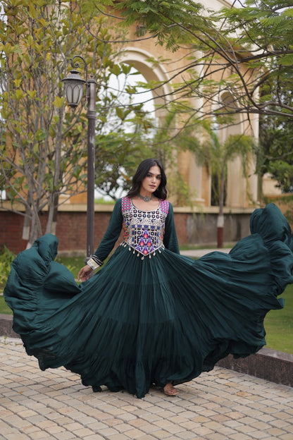 Navratri Gown Collection 2026 — Elegant Reyon Gown with Embellished Blouse by RangBhoomi