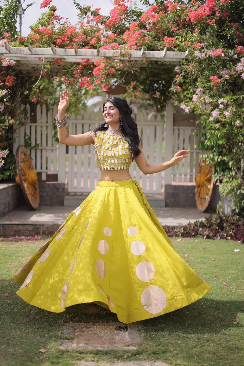 RangBhoomi Navratri Roman-Silk Lehenga Choli Set — Full-Stitched Festive Ensemble