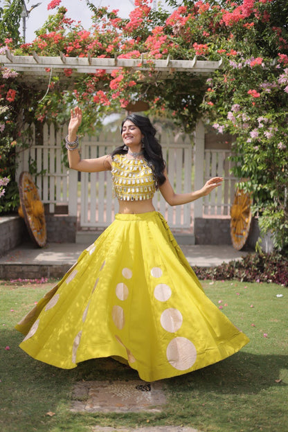 RangBhoomi Navratri Roman-Silk Lehenga Choli Set — Full-Stitched Festive Ensemble