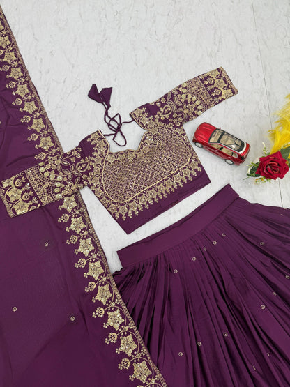Elegant Festival Collection Lehenga Choli Set with Rich Embroidery and Glittering Sequins